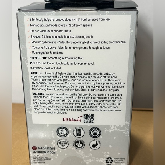 NWT Japonesque electric foot file callus remover tool usb cord, cleaning brush - Picture 2 of 2